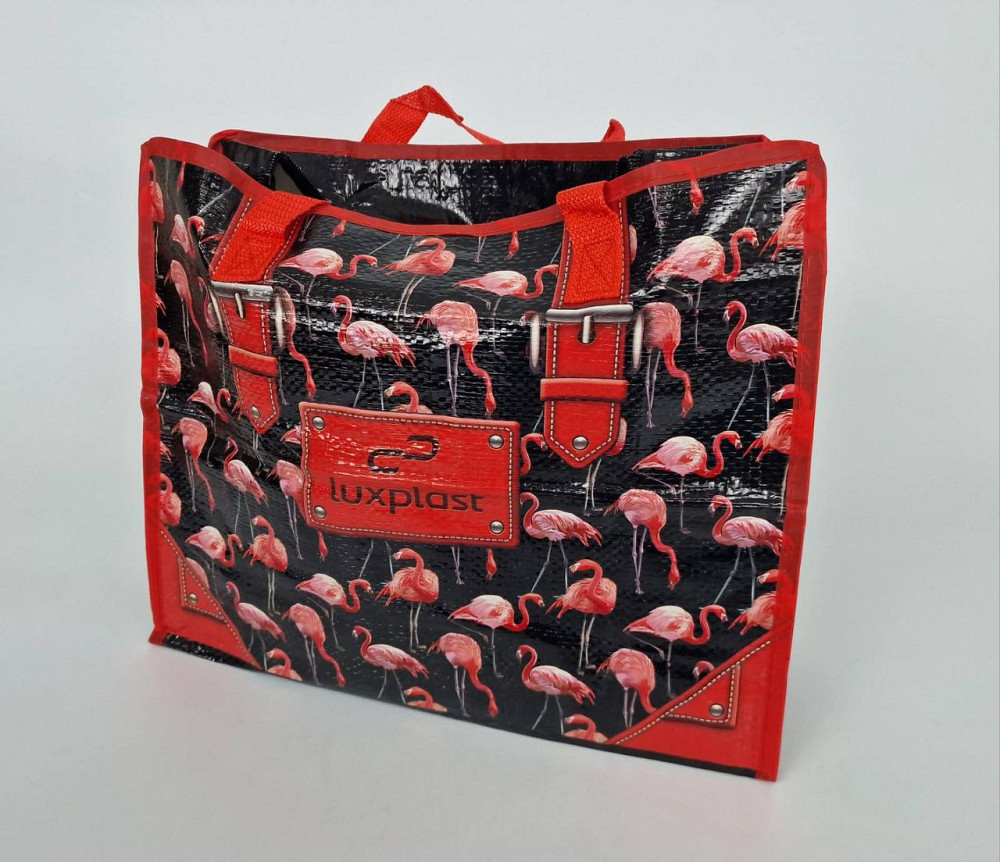 Сумка полипропиленовая на змейке с цветным рисунком  (36*34) Розовый фламинго (1 шт) Харьков - изображение 2