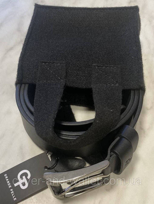 Елітний чоловічий шкіряний ремінь чорного кольору Grande Pelle Rullo 38мм Київ - фото 10