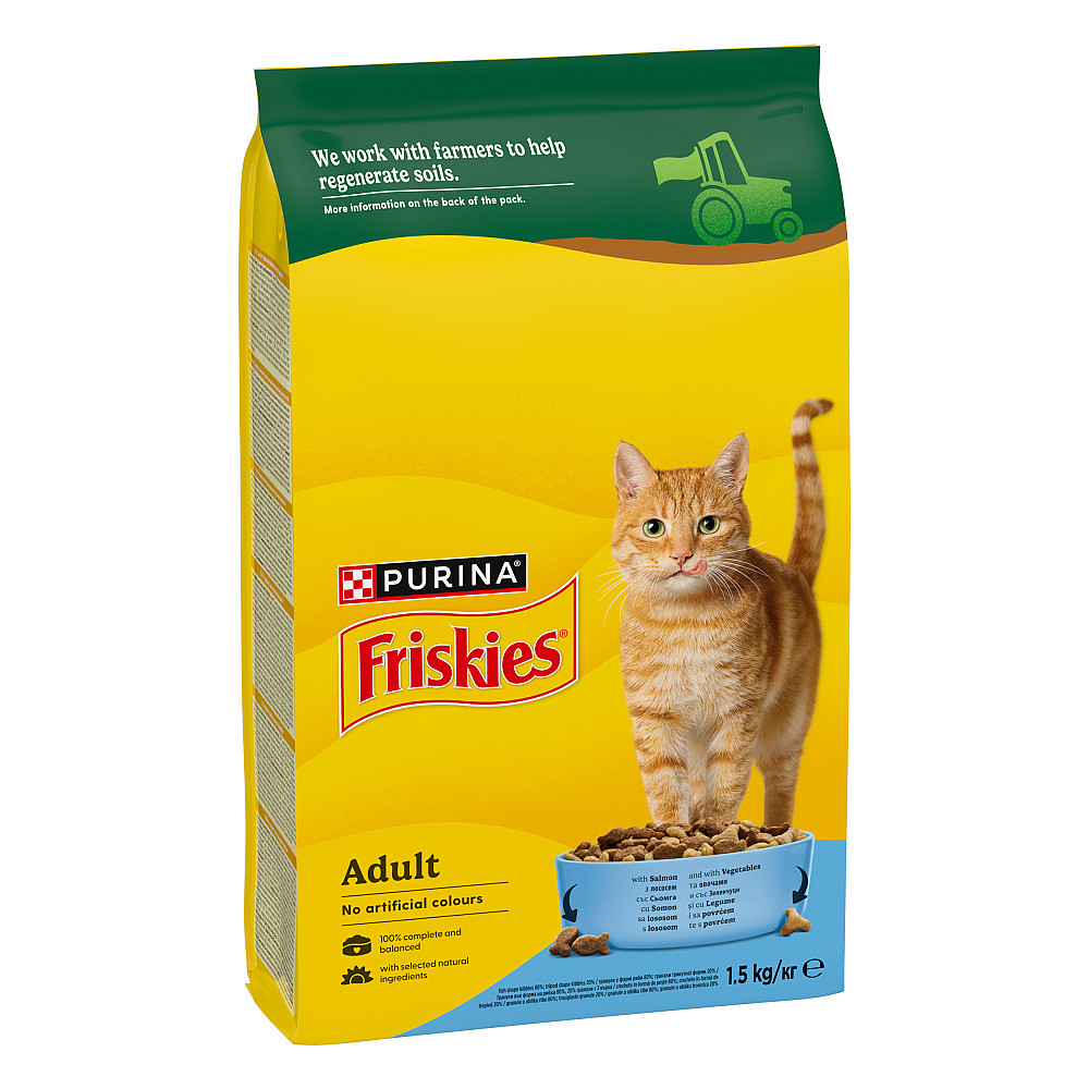 Сухий корм FRISKIES для дорослих котів, з лососем та овочами, 1.5 кг Київ - фото 3