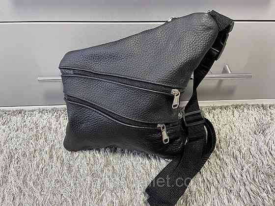 Тонкая мужская сумка-слинг через плечо из натуральной кожи PS Leather Киев