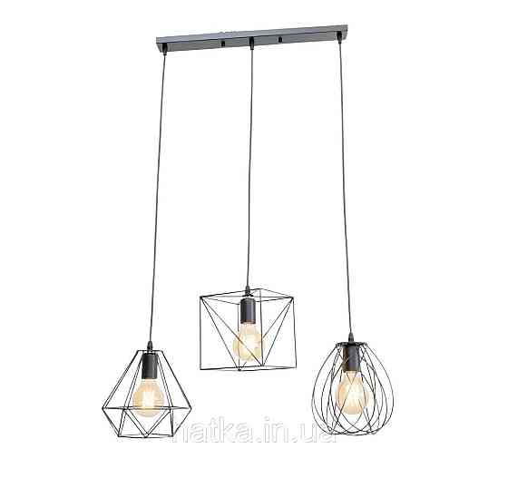 Підвісний світильник на три плафони VALESO TY307-3 Лофт чорний E27 Київ