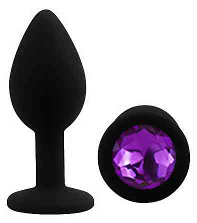 Силіконова анальна пробка EGZO - Silicone Black Round Plug Purple, size S Sex Aura Київ