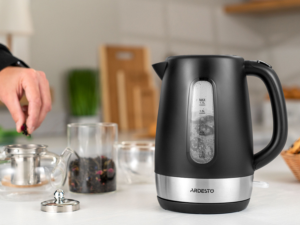 Електрочайник ARDESTO 1.7л, Strix, пластик, чорний матовий Киев - изображение 5