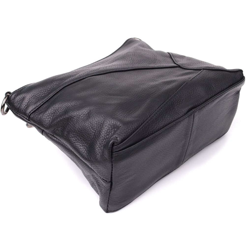 Небольшая женская сумка с двумя ремешками из натуральной кожи Vintage 23014 Черный Киев - изображение 6