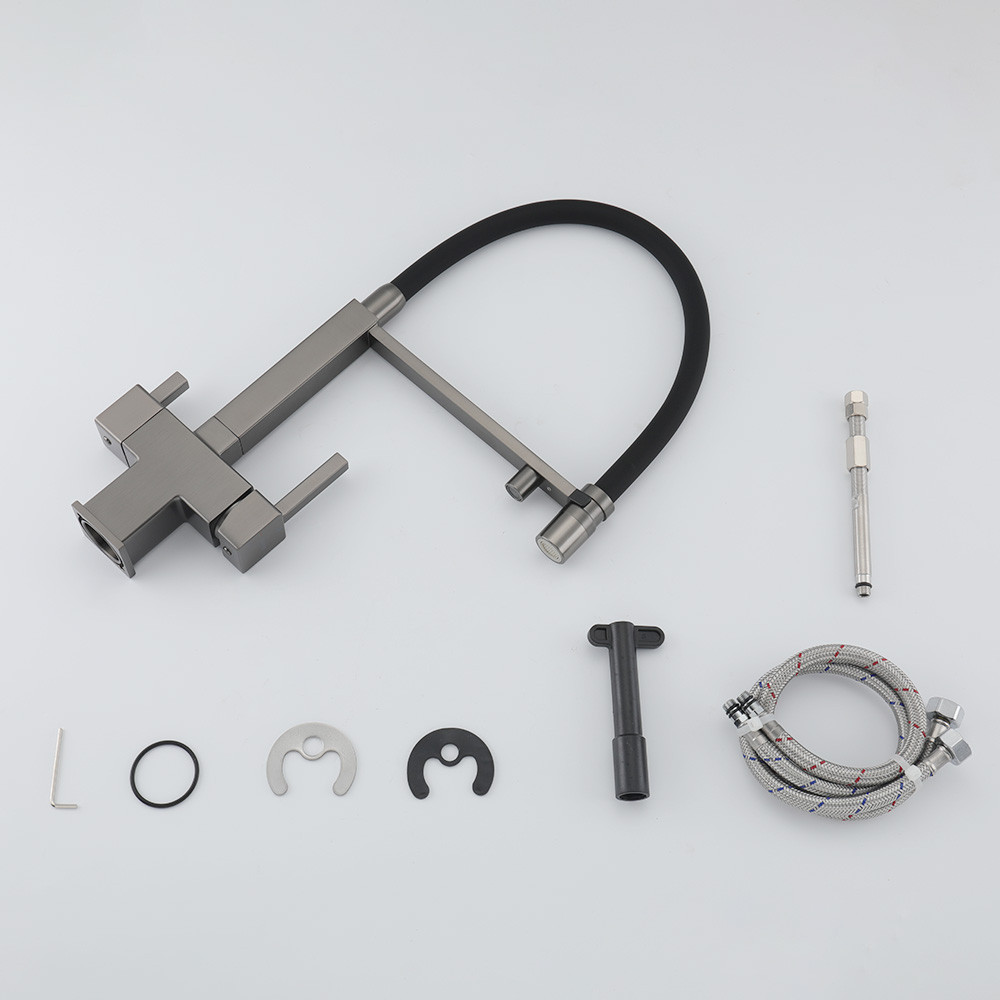 Змішувач для кухні з підключенням до фільтру GAPPO G4395-59 з гнучким виливом, графіт Київ - фото 8