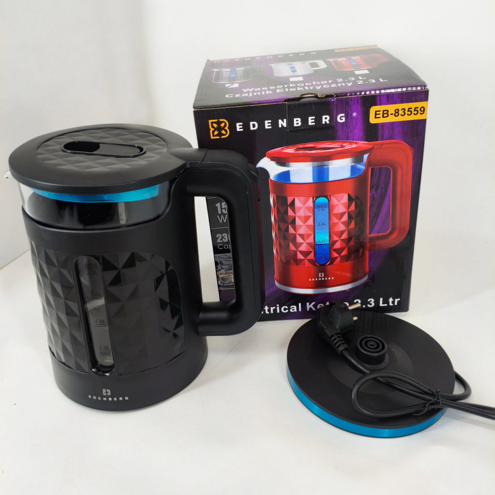 Електрочайник скляний Edenberg EB-83559 2.3л 1500Вт Black TH-65 Івано-Франківськ - фото 1