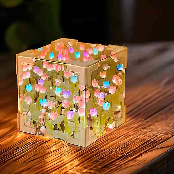 Нічник Нескінченні тюльпани (10×10см,20 тюльпанів),від батарейок,Різнокольоровий SBR Київ