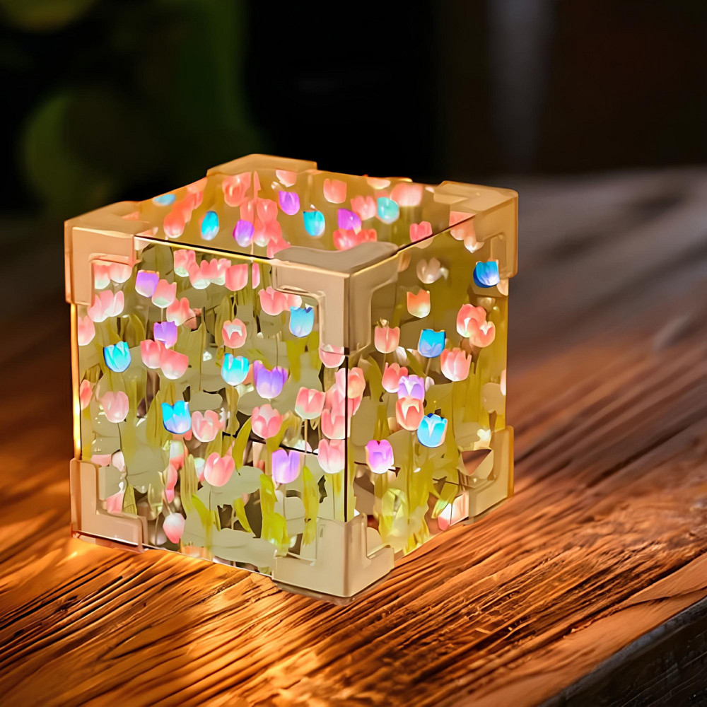 Нічник Нескінченні тюльпани (10×10см,20 тюльпанів),від батарейок,Різнокольоровий SBR Київ - фото 4