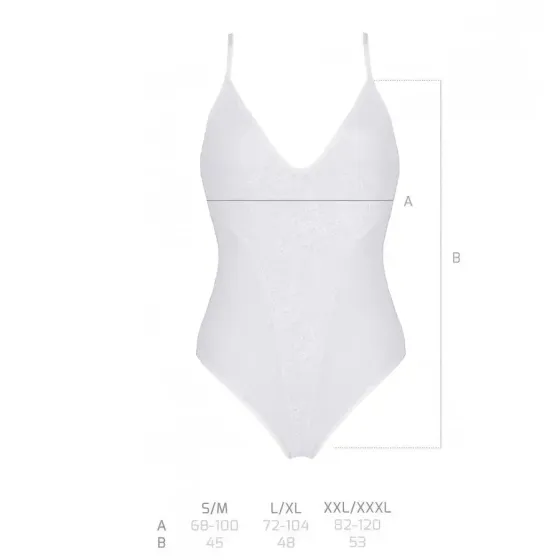 Боді з ажурним декором та відкритим кроком Passion URSULA BODY S/M, white Львов