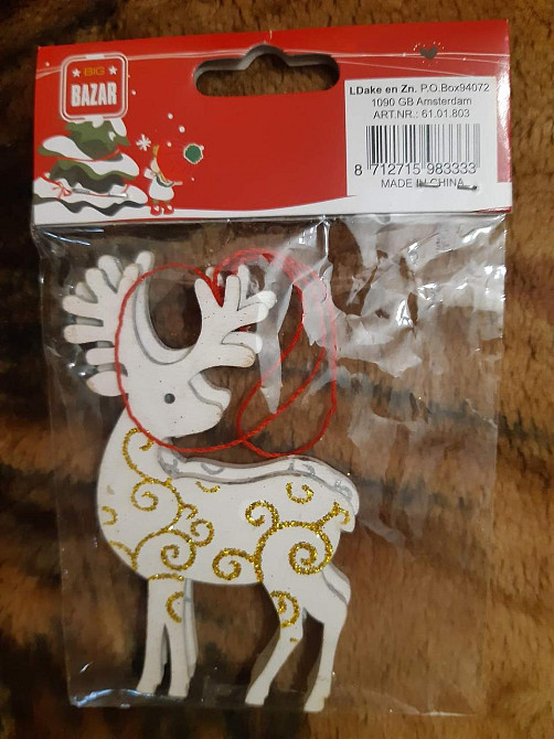 Набір дерев`яних іграшок на ялинку 2 штуки 57 на 100 мм білий Київ - фото 1