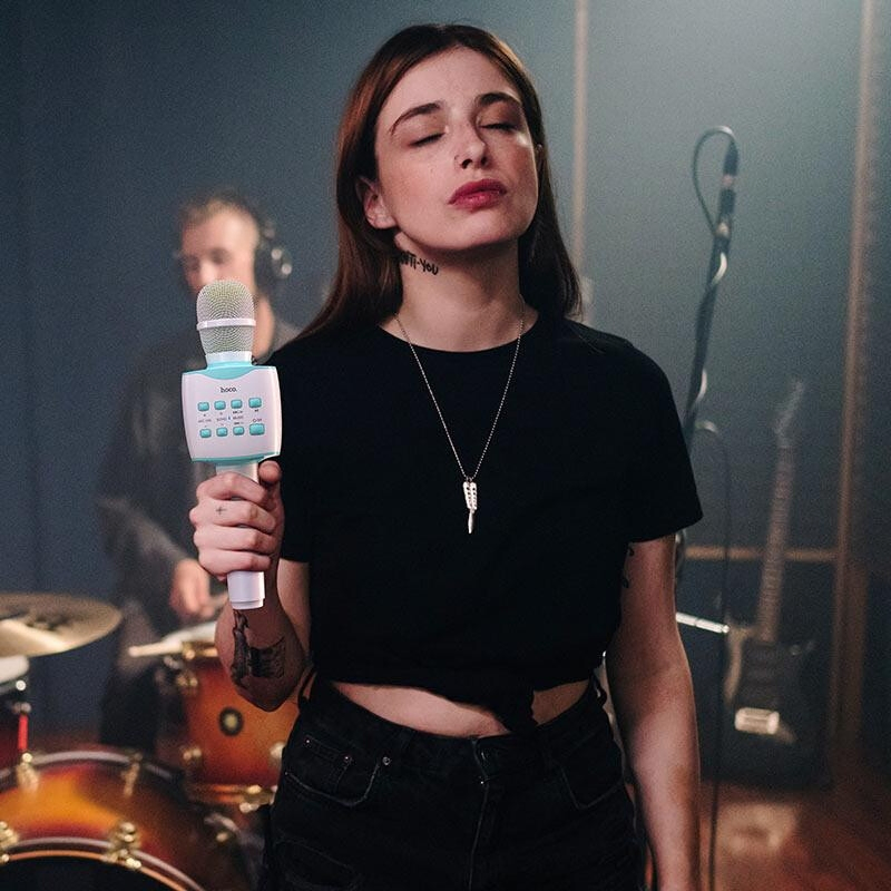 Мікрофон караоке Hoco BK5 Cantando bluetooth Блакитний Вінниця - фото 4