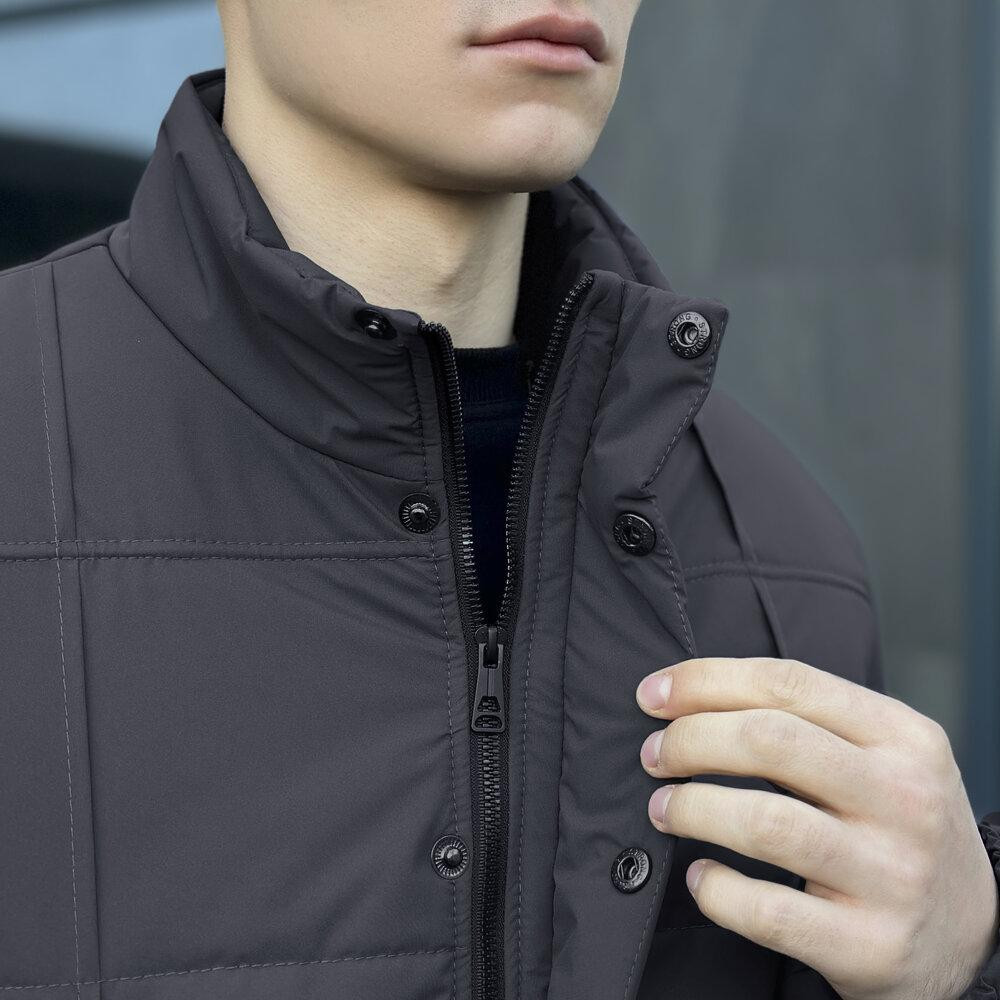 Темно-серая мужская куртка демисезонная без капюшона Pobedov Axmont Киев - изображение 9