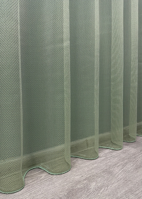 Тюль VR-Textil 1747т Сітка Льон Білий з оливковим 300х250 см (42-0856) Київ - фото 7