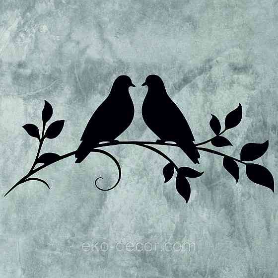 Декоративное настенное Панно «Две птички», Декор на стену 110*81 см, Черный Киев
