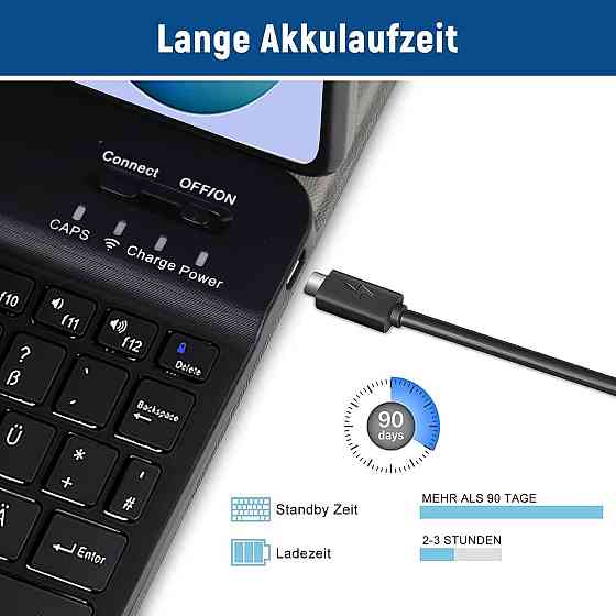 Чехол-клавиатура Samsung Tab S6 Lite P610/P615 черный съемная Bluetooth QWERTZ держатель пера защитный кейс Киев