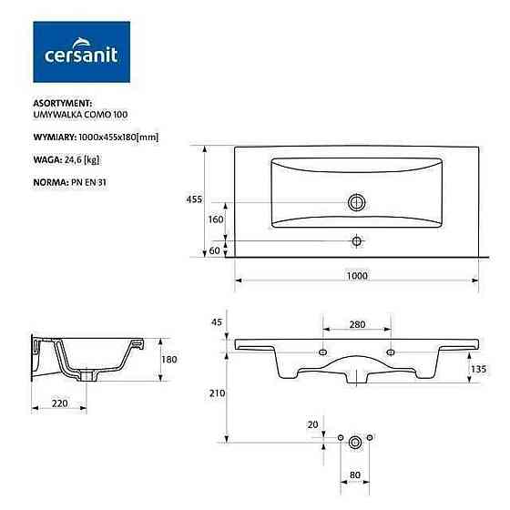 Умывальник мебельный Cersanit COMO 100 в коробке (000014091) Киев