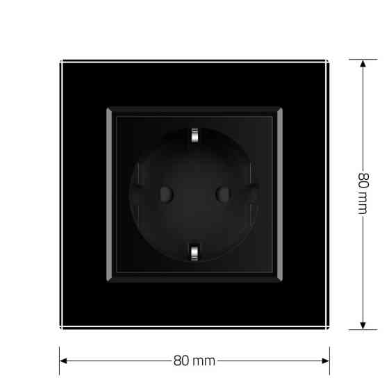 LIVOLO Електрична розетка з заземленням LIVOLO, чорна, скляна матова рамка, шторки, 250В 16А Коломия
