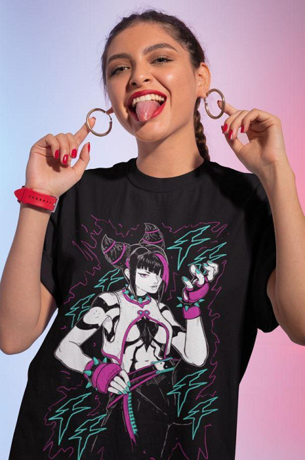 Футболка аниме Джури Ессентиал Стреет Фигхтер оверсайз (S/M/L) Черний AnimeJ0874 Днепр - изображение 5