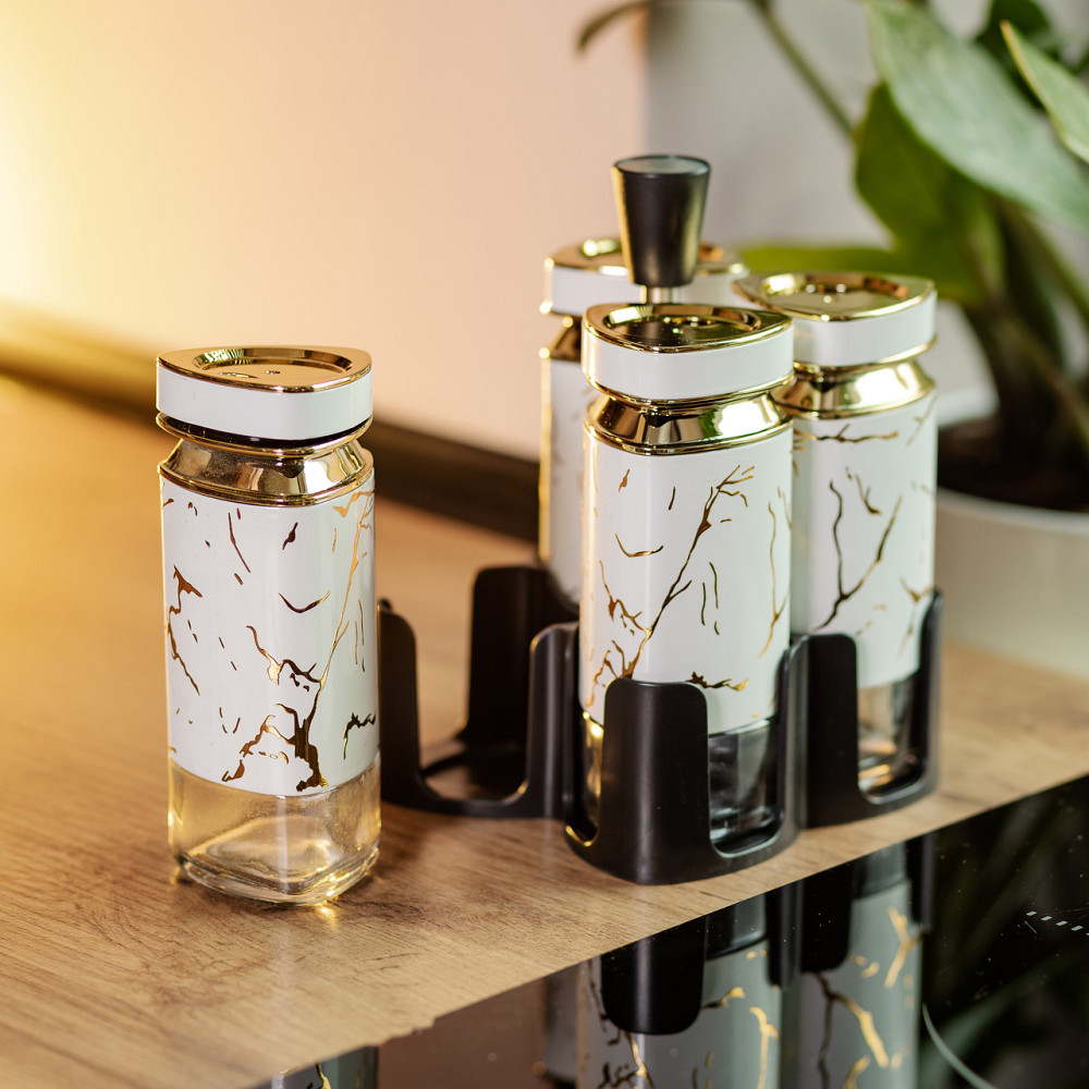 Yiwu Набір баночок для спецій 4 шт 120 мл карусель для зберігання спецій HP-1330 Коломия - фото 7