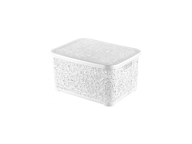 Корзина с крышкой ажурная, Efe plastics 6 л, белая Одесса - изображение 1