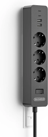 Мережевий подовжувач 7-в-1: 3 розетки + 2 USB-A + 2 USB-C Ntonpower 1.5м Луцк