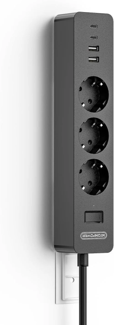 Мережевий подовжувач 7-в-1: 3 розетки + 2 USB-A + 2 USB-C Ntonpower 1.5м Луцк - изображение 4