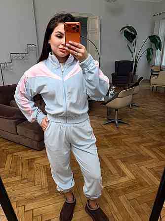 Жіночий велюровий костюм зі вставками Блакитний, 42/46 Харків