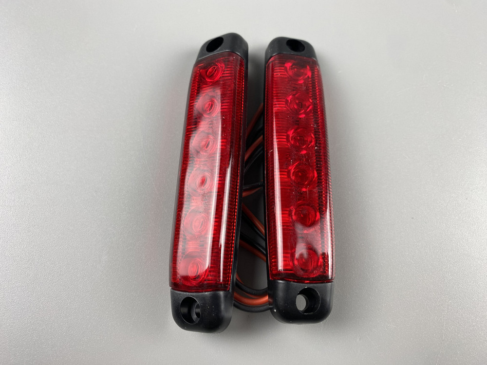 Ліхтар LED габаритний світлодіодний 24V IP67 6 led діодів SMD червоний , оптична лінза + кріплення для авто Мукачево - фото 5