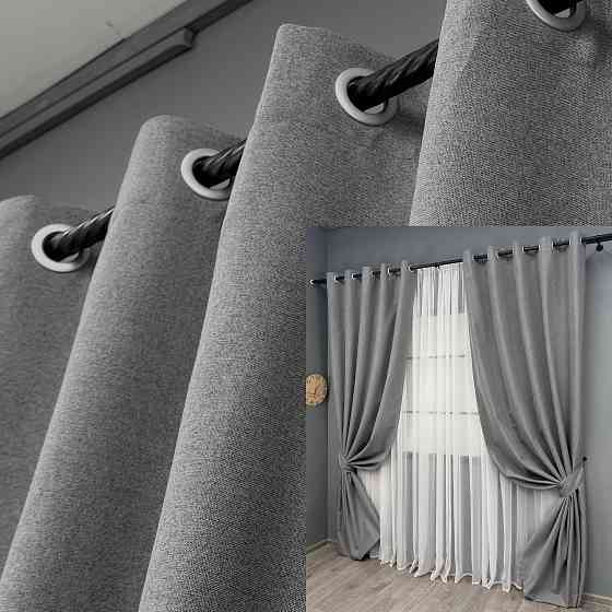 Комплект штор на люверсах VR-Textil Блэкаут двусторонний ASHEN NIGHT № 1851ш Серый 150х270 см 2 шт (37-0291) Киев