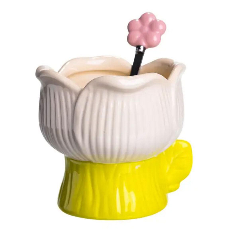 Креманка фарфоровая с ложкой в форме цветка 300 (мл) креманка для десертов, мороженого и желе Желтый FM-42BE Киев - изображение 5