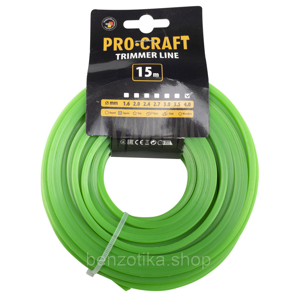 Волосінь квадрат Procraft 4мм 15м Киев - изображение 1