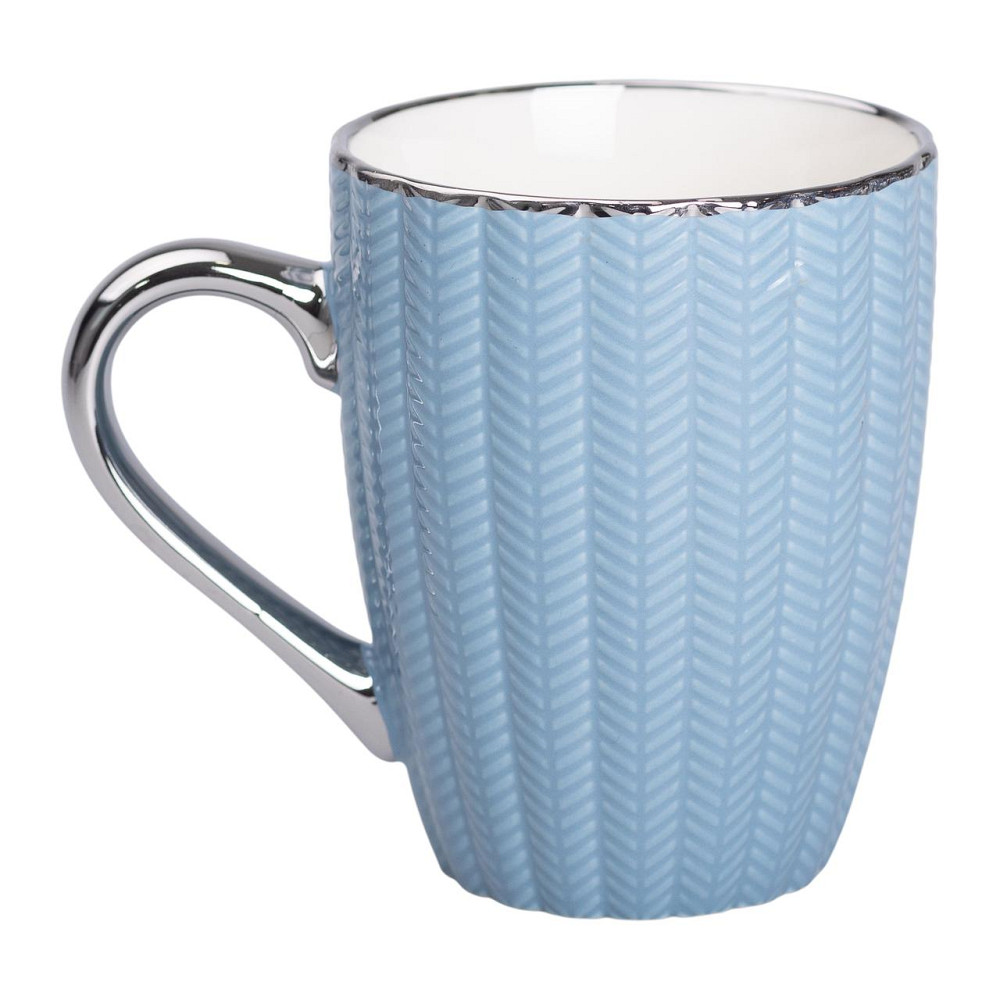 Liling Rongxiang Ceramic Чашка порцелянова 400 (мл) зі сріблястим обідком і ручкою Блакитна RX- Киев - изображение 1