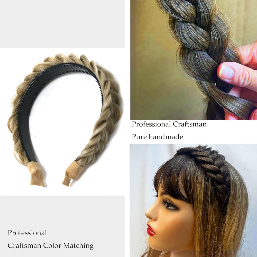 Обруч для волосся Braided Headband WithTooth Широкий плетений глибокий золото В'язана пов'язка на голову Київ - фото 7
