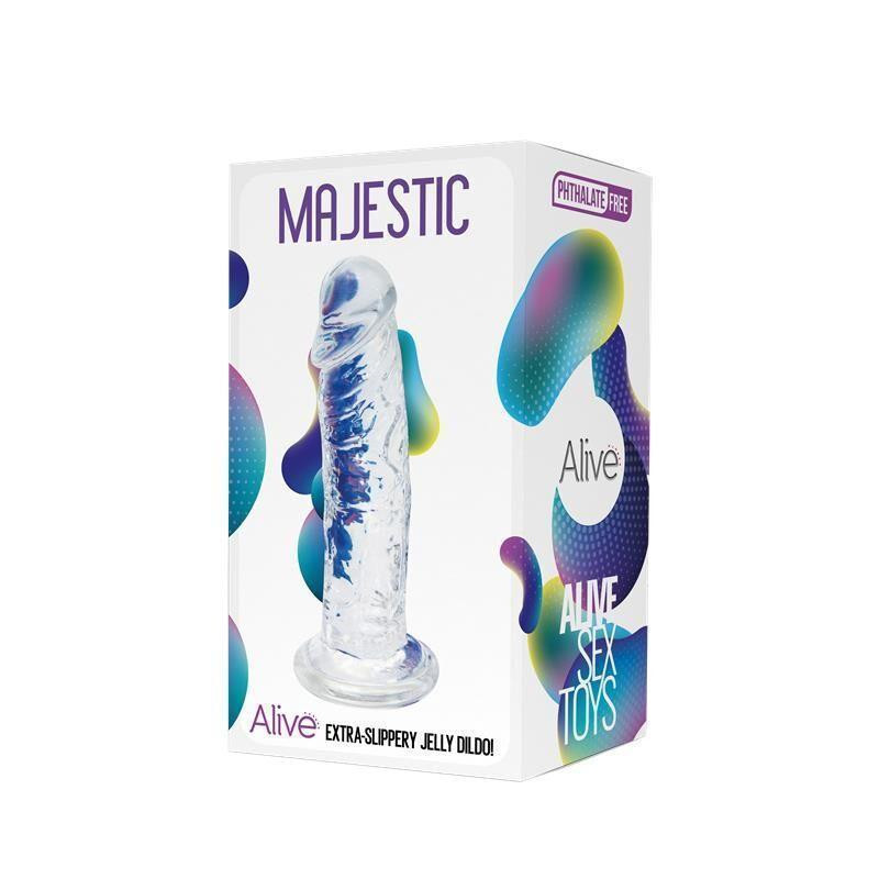 Прозорий фалоімітатор Alive Jelly Dildo Majestic, TPE, присоска, діаметр 3,7 см, довжина 14,7 см Sex Aura Київ - фото 3