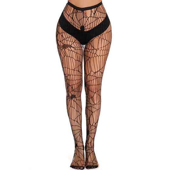 Колготки с рисунком паутины one size черный Киев