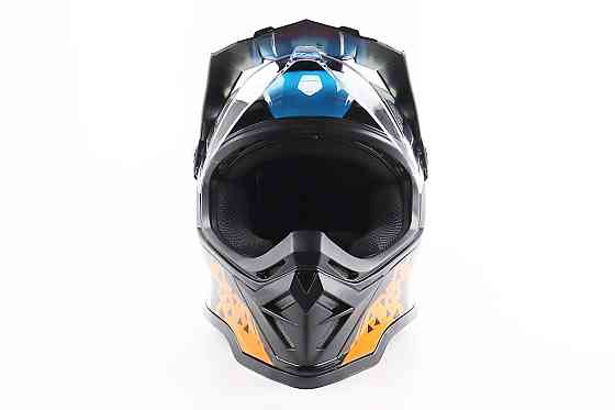 Шолом кросовий/ендуро/АТV зі склом BLD-819-7 L (59-60см), ЧОРНИЙ/ЖОВТО-СИНІЙ Киев