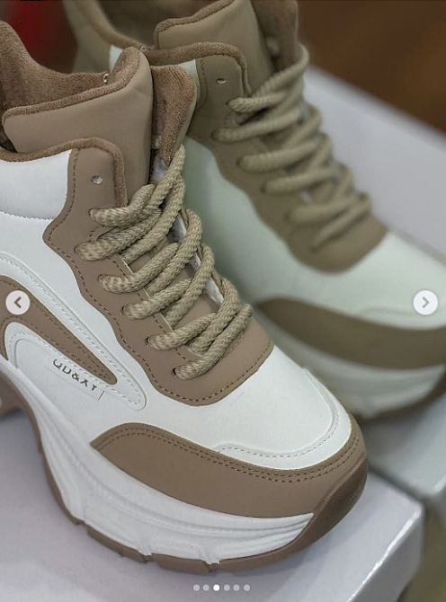 Жіночі зимові Бежеві Кросівки з МЕХОМ на Толстой Підошві Танкетке Черевики Шкіряні Білі (розміри: 36,37,38,39,40,41) — 9-2 Дніпро - фото 9