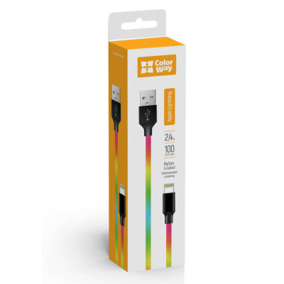 Дата кабель USB 2.0 AM to Lightning 1.0m multicolor ColorWay (CW-CBUL016-MC) Вінниця - фото 3
