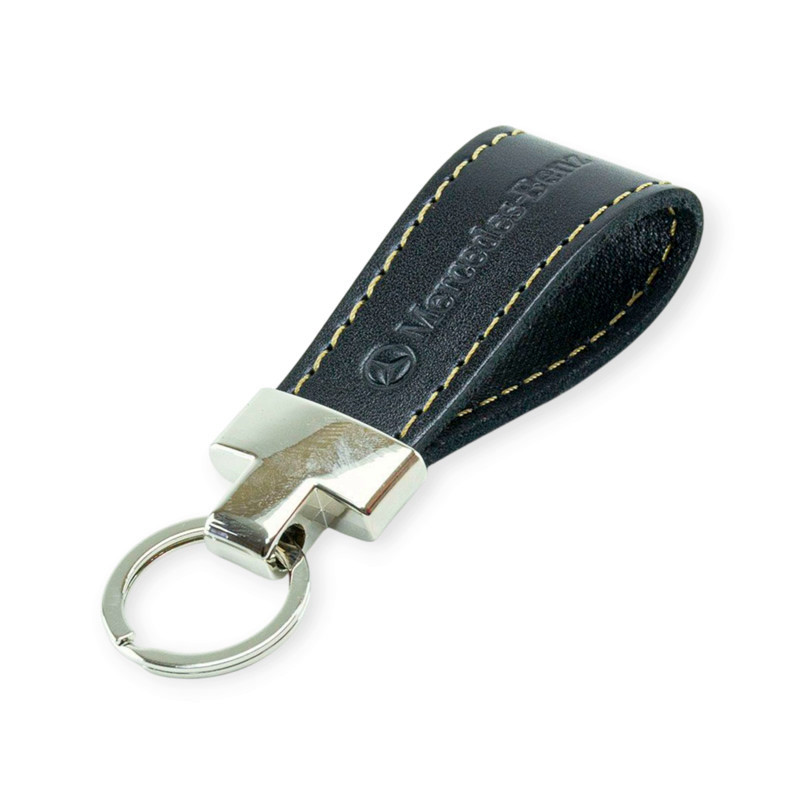 Брелок mercedes шкіряний тиснений чорний, прострочений, метал. затискач Мукачево - фото 1