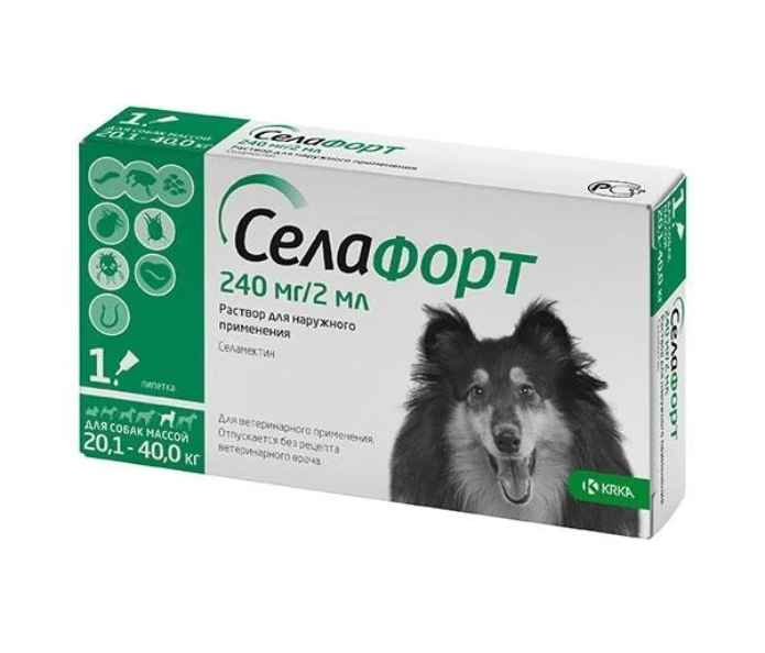 Селафорт (Selafort) капли от блох клещей и гельминтов для собак весом 20-40 кг (1 пипетка) KRKA Винница - изображение 2