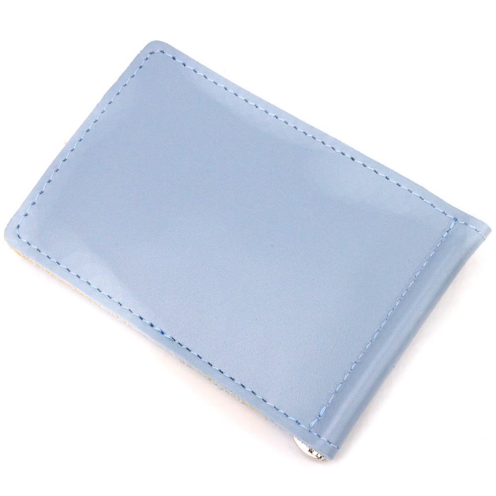 Превосходный кожаный зажим комби двух цветов Сердце GRANDE PELLE 16715 Желто-голубой Киев - изображение 2