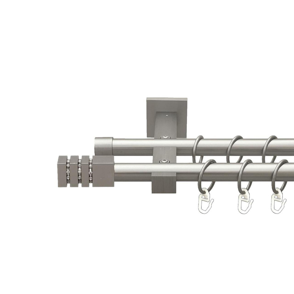 Карниз Orvit Ацтека металевий дворядний техно гладка труба кільце металеве Сатин 19\19 мм 160 см (00-00027343) Львів - фото 1