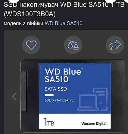 Накопичувач SSD WD Blue SA510 1Tb. Харків
