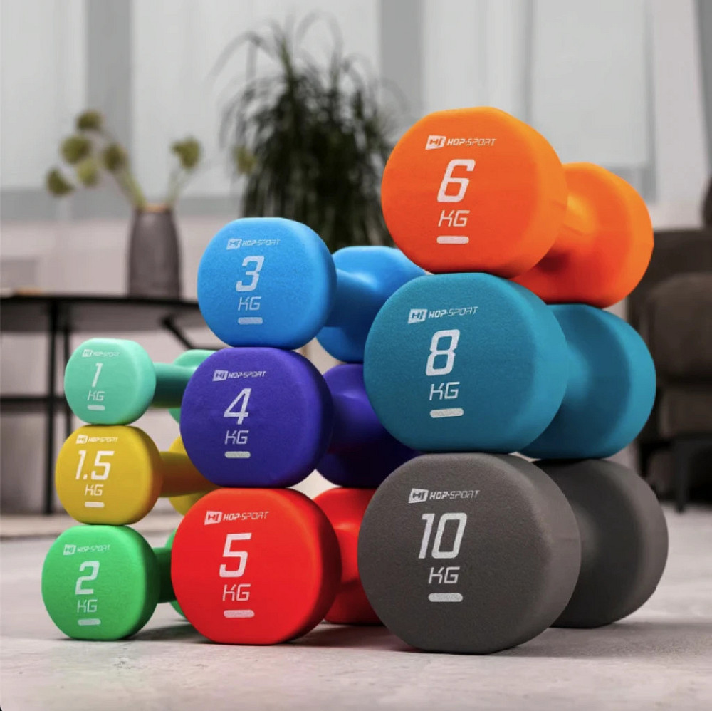 Неопреновые гантели Hop-Sport HS-V020DR 2 по 2 кг зеленые для фитнеса и тренировок Киев - изображение 7
