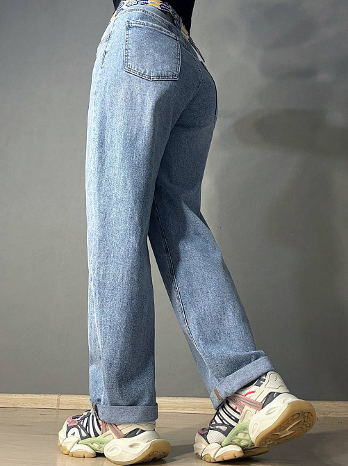 Джинси жіночі Dragon 8317 Mom Comfort Baggy з поясом стрейчеві блакитні, блакитний, 31, 31, 84 см, 108 см Київ - фото 12