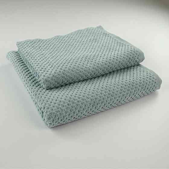 Набор махровых полотенец однотонных 2шт 50x90см, 70x140см Damask Премиум качества Жаккардовое с велю Сумы