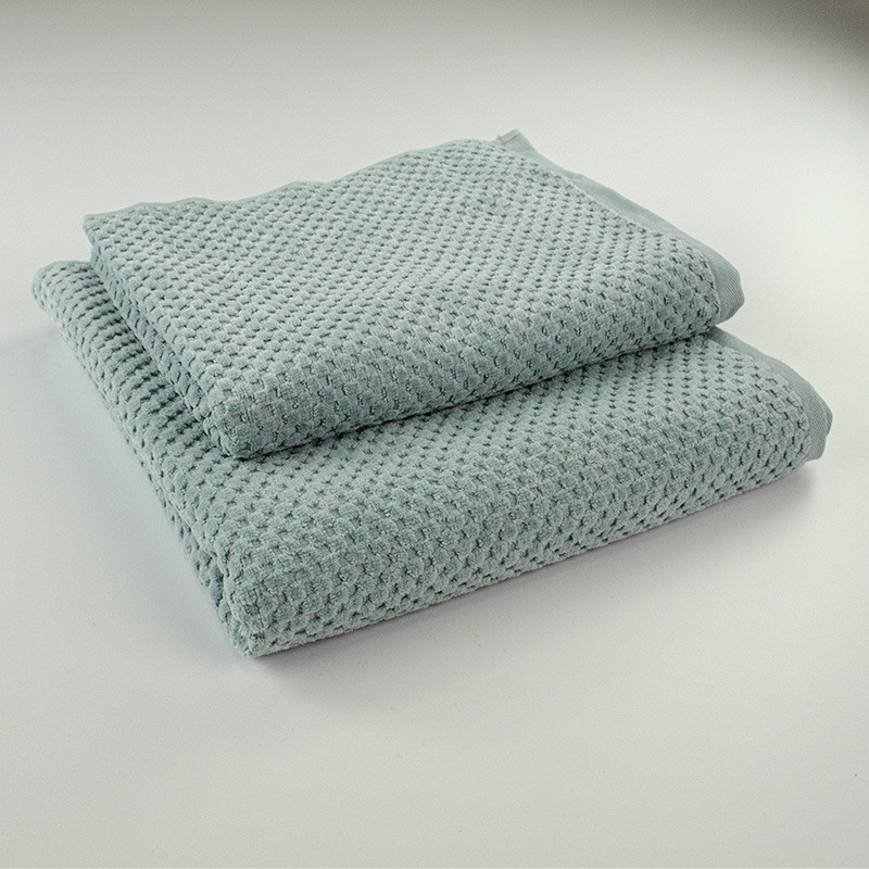 Набор махровых полотенец однотонных 2шт 50x90см, 70x140см Damask Премиум качества Жаккардовое с велюром 550г/м2 (Мятный) Сумы - изображение 1