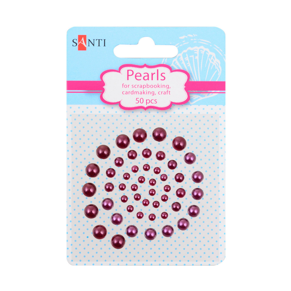 Перлини для декору самоклеючі "Santi" стигла вишня (50 шт.), 740188, шт Київ - фото 1