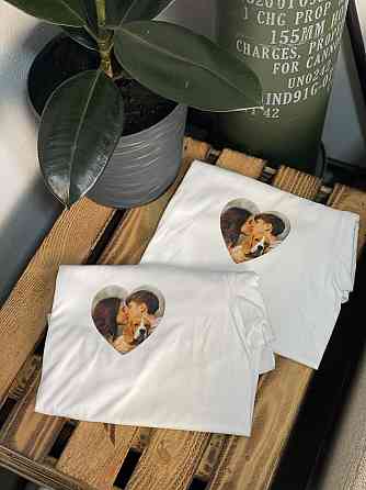 Парные футболки с вашим фото в форме сердца M, L, Черный Черновцы