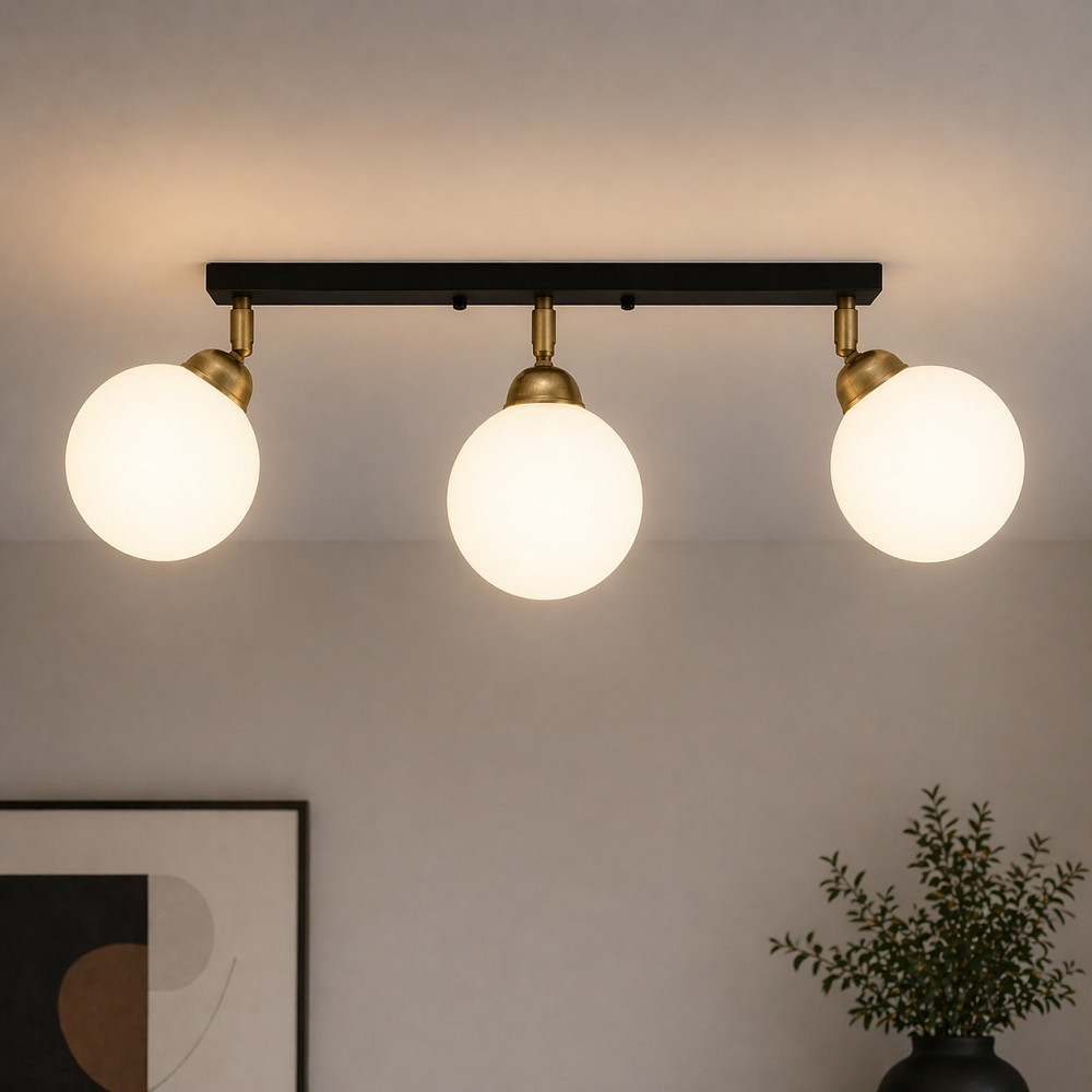 Светильник потолочный MSK Electric Luna на три поворотных плафона шара под лампы E27 PL 20261-3 BK Одесса - изображение 5